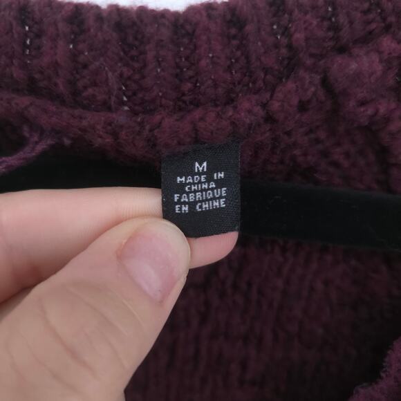 Knitted & Knotted Anthro Coquette V Neck Cranberry Tunic Split Hem Lace Trim M - Picture 7 of 14